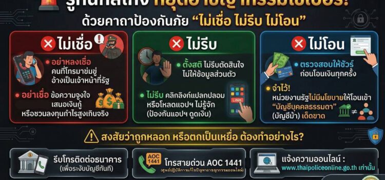เตือนภัยมิจฉาชีพออนไลน์! รู้ทันกลโกง ป้องกันภัยไซเบอร์